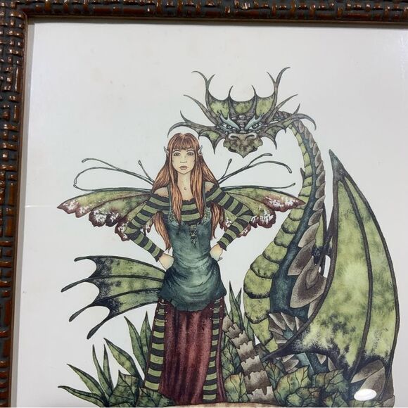 AMY BROWN Attitude Fairy and Dragon 1999 Framed Picture - Picture 2 of 6